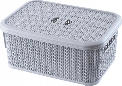 Produktbild von Rechteckiger Korb mit Deckel 29x20x12cm hellgrau