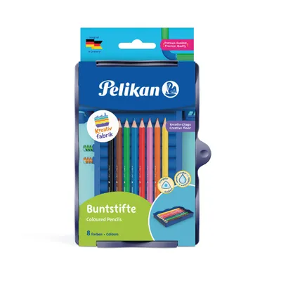 Produktbild von Pelikan Kreativfabrik Buntstifte, Schwarz, Blau, Braun, Grün, Orange, Pink, Rot, Gelb, 8 Stück(e)