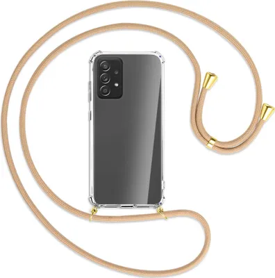 Produktbild von Handykette Backcover-Schutzhülle mit Band (Metall goldfarben) für Samsung Galaxy A72 - beige