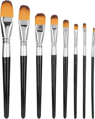 Produktbild von Acryl Pinsel Set 8-teilig für Ölfarbe und Gouache