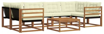 Immagine prodotto di vidaXL Set divani da esterno con cuscini 7 pezzi Naturale e Crema