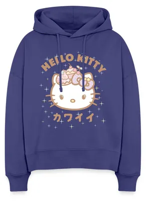 Produktbild von Spreadshirt Hello Kitty Kawaii Stil Frauen Boxy Organic Hoodie, M, Dämmerung