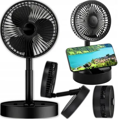 Produktbild von Kabelloser Tischventilator Usb Schwarz – 1200 Mah Akku, 3 Stufen, Touchpanel, Bis 10 Std