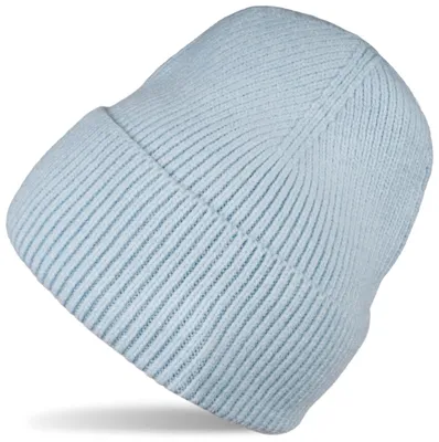 Produktbild von styleBREAKER Uni Beanie Strickmütze Rippenmuster Krempe, Hellblau