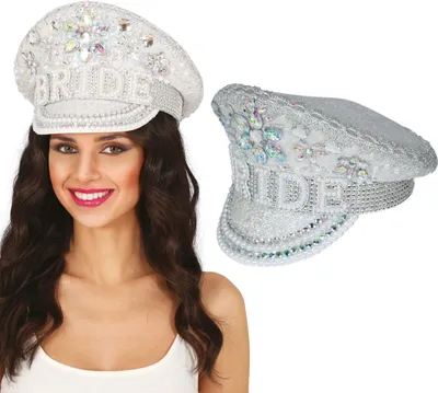 Productafbeelding van Kapiteinsmuts, bruidsjuwelen, glanz, carnaval, fonkelend accessoire, feestmode, kleur: zilver