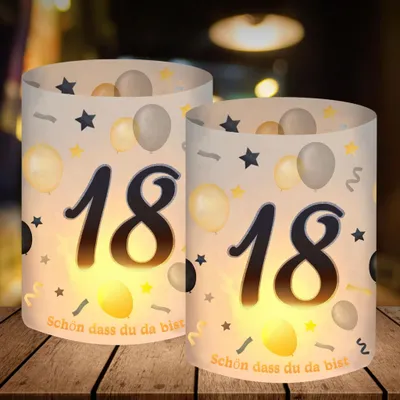 Produktbild von 12 lampiónových dekorácií na stôl k 18. narodeninám, dekorácie na stôl k 18. narodeninám chlapca a dievčaťa, pekné YOU'RE THERE, dekorácie na stôl k 18. narodeninám, vhodné na čajové svetlá alebo sviečky, čierne zlato 18