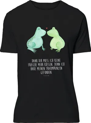 Produktbild von Mr. & Mrs. Panda Tshirt Frosch Liebe - Schwarz - Geschenk, Freundin, Frösche, S T-Shirt, V-Shirt, oberteil, Shirt