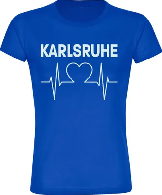 Produktbild von multifanshop Damen T-Shirt - Karlsruhe - Herzschlag, blau, Größe XXL
