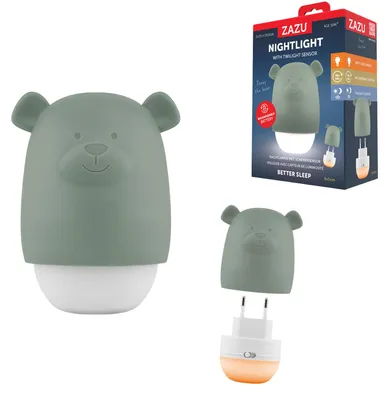 Productafbeelding van Zazu Nachtlampje Benny de Beer, groen LED, sfeerverlichting voor kinderkamers