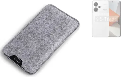 Produktbild von K-S-Trade Filz Handyhülle kompatibel mit Xiaomi Redmi Note 13 Pro+ Schutzhülle Filztasche Filz Tasche Case Sleeve Handy Hülle Filzhülle grau