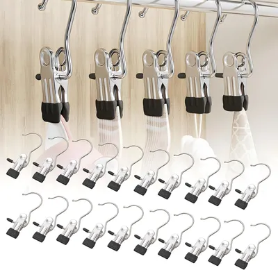 Imagen del producto de Pinzas metálicas, 20 unidades, antideslizantes, para ropa y toallas