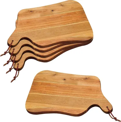 Produktbild von 5 Stück Servierbrett mit Tragegriff - Akazienholz - 37,5 x 23cm