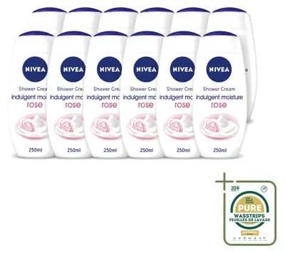 Image de 12 x Crème douche hydratante NIVEA Rose - 250 ml - Pack économique - 12 pièces