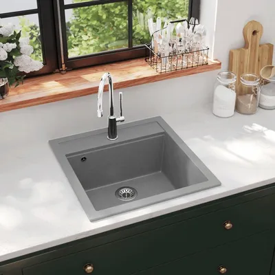 Produktbild von Granit-Küchenspüle mit Einzelbecken in Grau