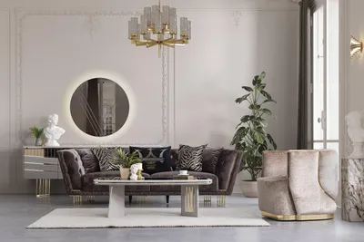 Zdjęcie produktu dla Stylowy zestaw sofa trzyosobowa + fotel Luksusowe meble wypoczynkowe do salonu