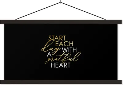 Produktbild von MuchoWow® Textilposter Zitate - Herz - Gold - Weiß 60x30 cm mit schwarzem Rahmen - Textilien