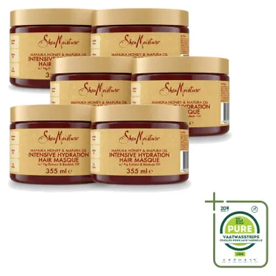 Productafbeelding van 6 x Shea Moisture Manuka Honing & Mafura Olie Intensief Hydraterend Haarmasker, 355 ml - Grote verpakking - 6 stuks