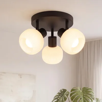 Zdjęcie produktu dla ZMH reflektor sufitowy biała lampa sufitowa okrągła lampa sufitowa 3 płomienna lampa wewnętrzna reflektor szklany klosz lampa do przedpokoju E14 vintage reflektor bez żarówki