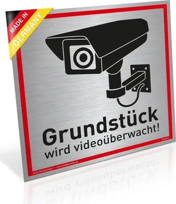 Produktbild von Dreifke® Schild Grundstück wird videoüberwacht! Silber | stabiles Alu Schild ...