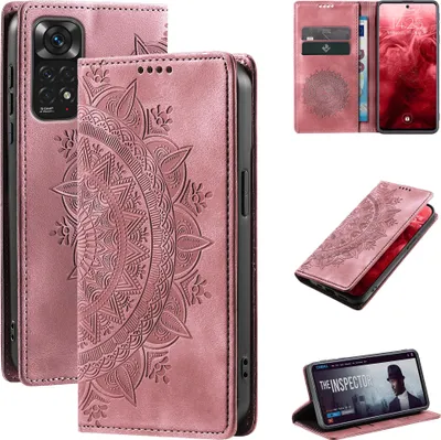 Produktbild von Mandala Handyhülle für Xiaomi Redmi Note 11 RFID Schutz Klapphülle Case Cover Design Schutzhülle Farbe: Rosa