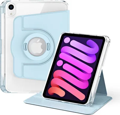 Produktbild von iPad Mini 7 (2024) / iPad Mini 6 (2021) Hülle - 360° Rotating Folio Klapphülle mit Schlaf/Wach-Funktion - Hellblau