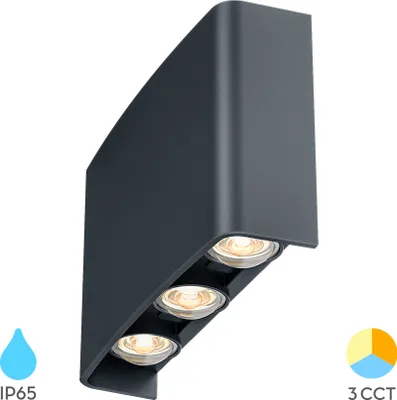 Produktbild von Braytron LED Wandleuchte Außen Anthrazit Strahler 6X1W UP&Down Außenwandleuchte CCT 3In1 IP65