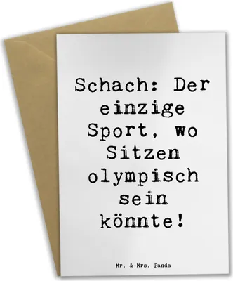 Produktbild von Mr. & Mrs. Panda Klappkarte Spruch Schach Sport - Weiß - Geschenk, osterkarte, Sportler, Konzentration, weihnachtskarten, Denksport, Sportart, hochzeitskarten, Geduld