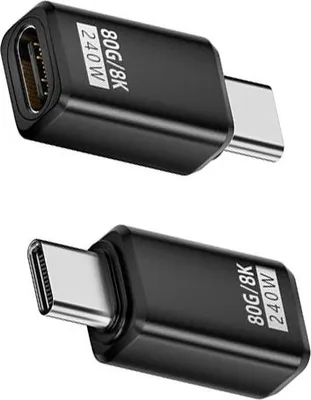 Produktbild von INF 240W 80Gbps USB-C Adapter Buchse auf Stecker - Gerader Anschluss (2er-Pack) Schwarz