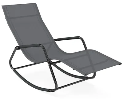 Produktbild von COSTWAY Schaukelliege, Sonnenliege, Liegestuhl, ergonomische Schwingliege, Gartenliege bis 160 kg, Relaxliege für Garten, Terrasse, Balkon, Grau