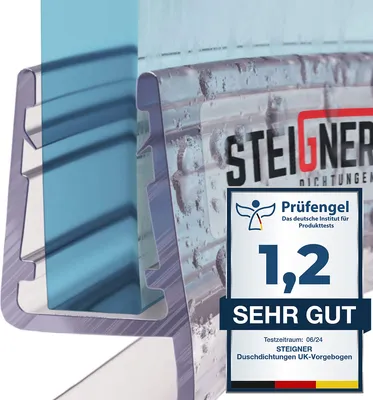 Produktbild von STEIGNER Duschdichtung, 90cm, Glasstärke 5/6/ 7/8 mm, Vorgebogene PVC Ersatzdichtung für Runddusche, UK15