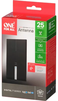 Zdjęcie produktu dla One For All SV 9425, Wewnętrzna, Czarny, 1,5 m, DVB-T, DVB-T2, 25000 m, Zasilanie