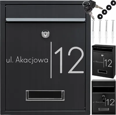 Obrázok produktu pre Poštová Schránka Čierna Rib + Nápis