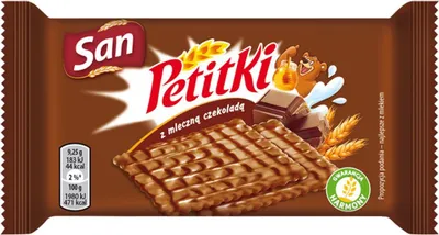 Zdjęcie produktu dla Ciastka kruche oblane czekoladą mleczną San Petitki 37 g