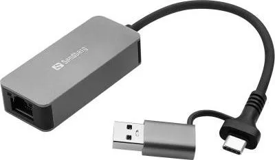 Zdjęcie produktu dla Sandberg 136-68, Przewodowa, USB Type-A/USB Type-C, Ethernet, 2500 Mbit/s, Szary