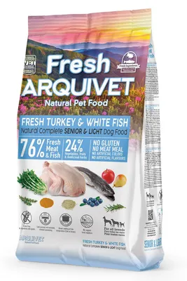Imagen del producto de Arquivet Fresh Senior Light, alimento semimóvil para perros mayores, sabor a pato y pescado blanco, 2,5 kg