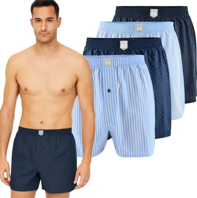 Zdjęcie produktu dla Lee Cooper Bokserki Męskie Luźne 4 Sztuki Zestaw Bawełna Niebieskie Xl