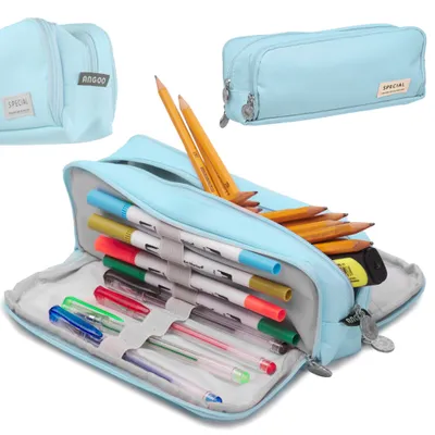 Produktbild von Aga School Federmäppchen Dreifachbeutel Kulturbeutel 3in1 blau