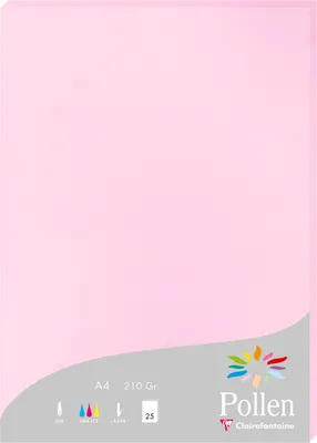 Produktbild von Clairefontaine Pollen Papier Bonbonrosa 210g/m² DIN-A4 25 Blatt