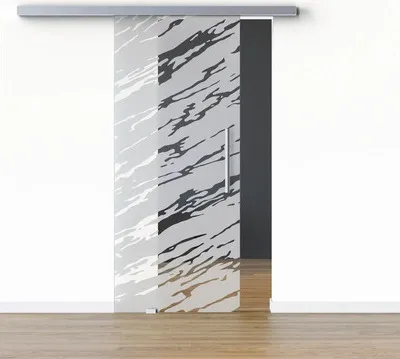 Produktbild von Pertura Glasschiebetür Komplettset Glera Vision 02 775x2175 mm Links inkl.Beschlag Selir Aluminium Edelstahloptik,Stange