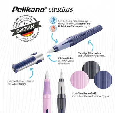 Produktbild von Pelikan 824521, Blau, Kartuschenfüllsystem, Blau, Edelstahl, Medium, Rechtshändig