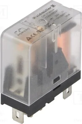 Immagine prodotto di 1 relè: bobina elettromagnetica, 24 VDC, 10 A / 250 VAC, 10 A, codice prodotto: 7760056297. Relè elettromagnetico