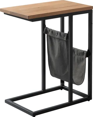 Produktbild von home24 Beistelltisch mit Ablage - Eiche Massiv / Eisen - Eiche / Schwarz