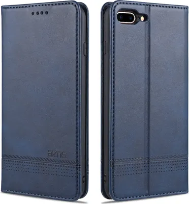 Immagine prodotto di custodia per iPhone 8 Plus, portafoglio con chiusura magnetica e supporto, custodia in pelle flip per iPhone 7 Plus / 8 Plus blu
