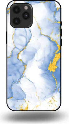 Produktbild von Smartphonica Handyhülle geeignet für iPhone 12 Pro Max mit Hellblau Gold Marmor Print - TPU Backcover Case Hellblau Gold Marmor Design