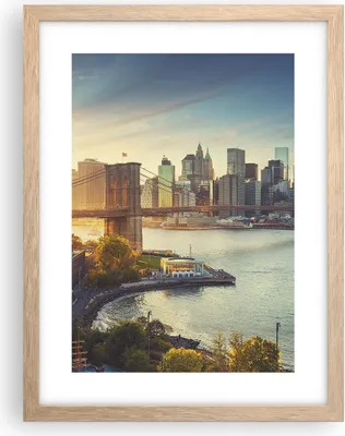 Produktbild von Gerahmtes Poster - Rahmen in heller Eiche - New York Brücke - 30x40 cm - Wand Bild - Wanddeko - Wandbilder - Kunstposter - Wandposter - Bilderrahmen - Bilder - Kunstdruck - Wandbild - P2NPA30x40-4047
