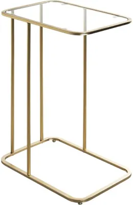 Produktbild von Azomor® Eleganter Beistelltisch aus goldfarbenem Metall mit Sicherheitsglas