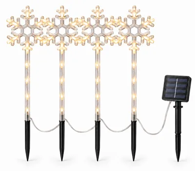 Produktbild von ToCi Solar Schneeflocken Gartenstecker 4er Set LED warmweiß 68 cm Weihnachten