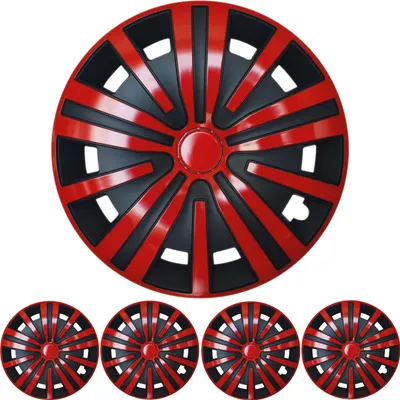 Immagine prodotto di set di coprimozzi da 16 pollici 4x PREMIUM DESIGN "Spinel" in rosso/nero