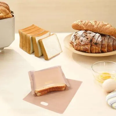 Produktbild von 6 wiederverwendbare Toasterbeutel aus Teflon für Mikrowelle und Grill