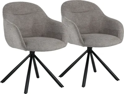 Image de Lot de 2 chaises en tissu gris SAFFI